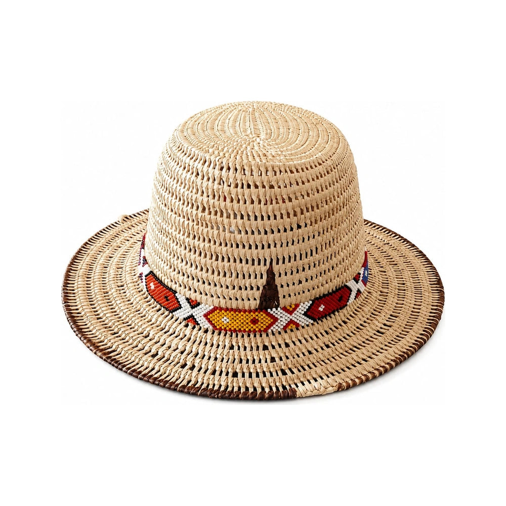 Beaded Safari Hat – Yellow/Red/Black (Handwoven)