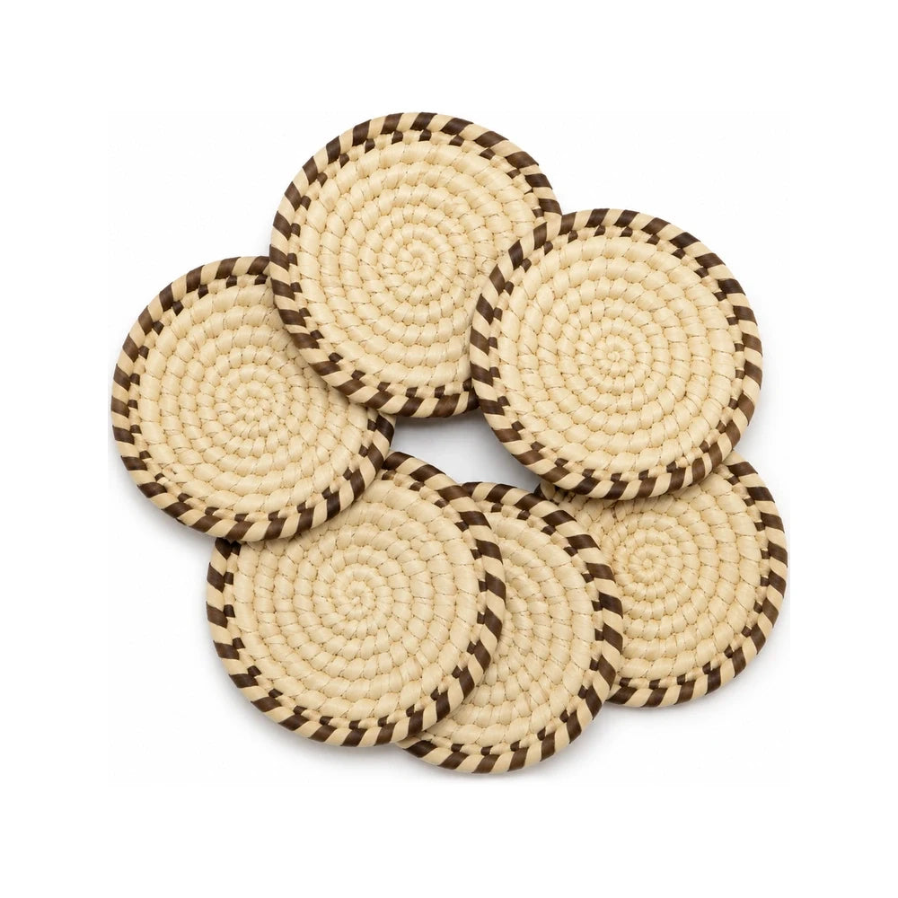 Coaster Set – Brown Edged (Handwoven)