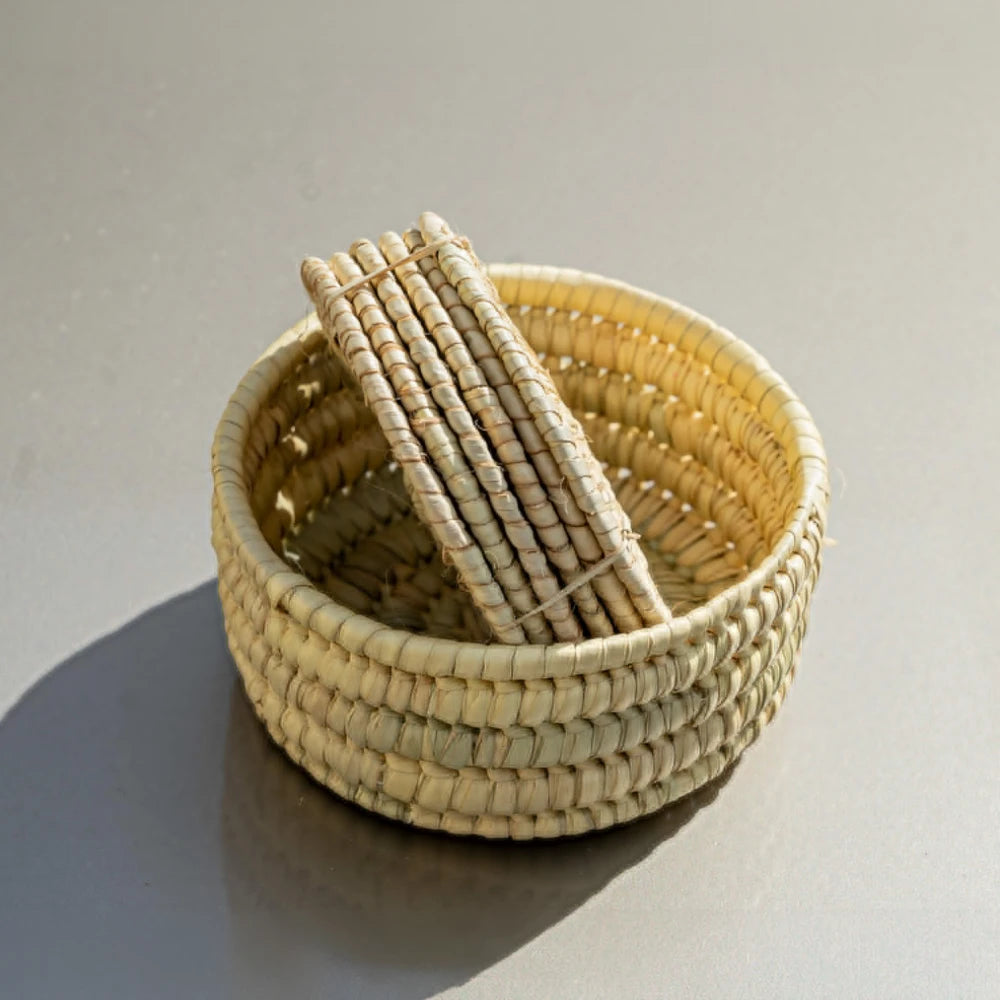 Coaster Set – Natural Palm Leaf (Handwoven)