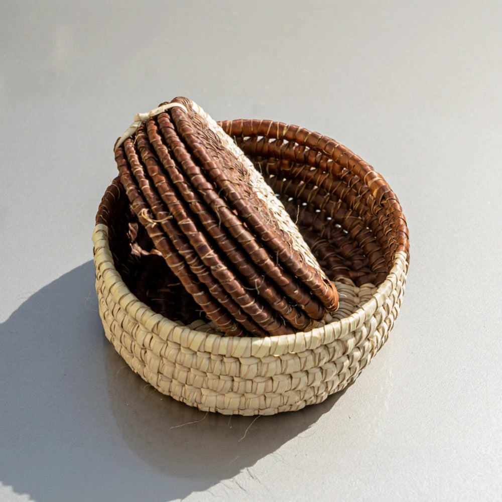 Coaster Set – Beige & Brown (Handwoven)