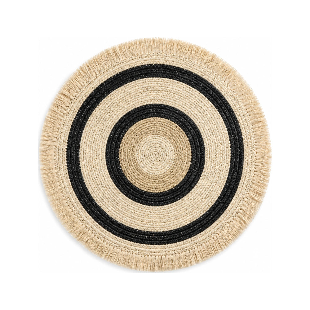 Combed Sisal Placemat – Sand & Charcoal Black (Handwoven)