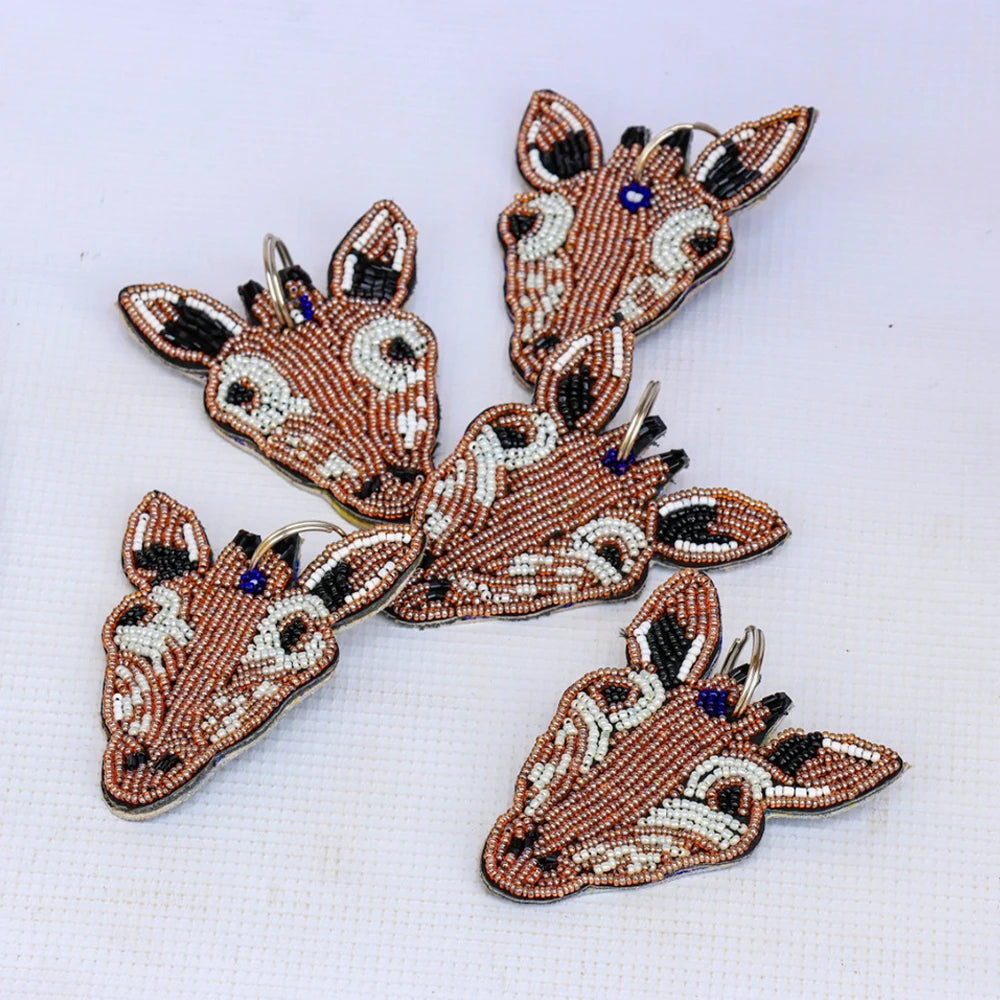 Giraffe Head Beaded Keychain (Handcrafted)