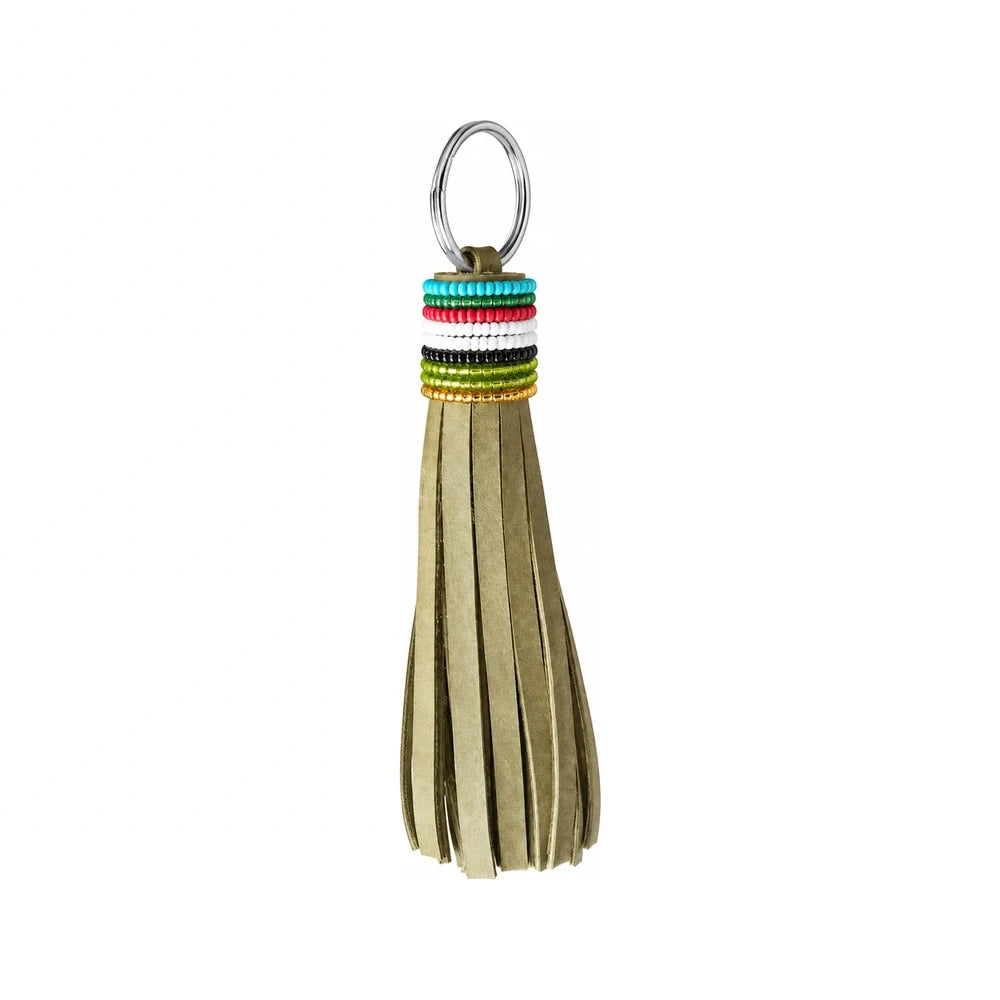 Leather Tassel Keychain – Green (Handcrafted)