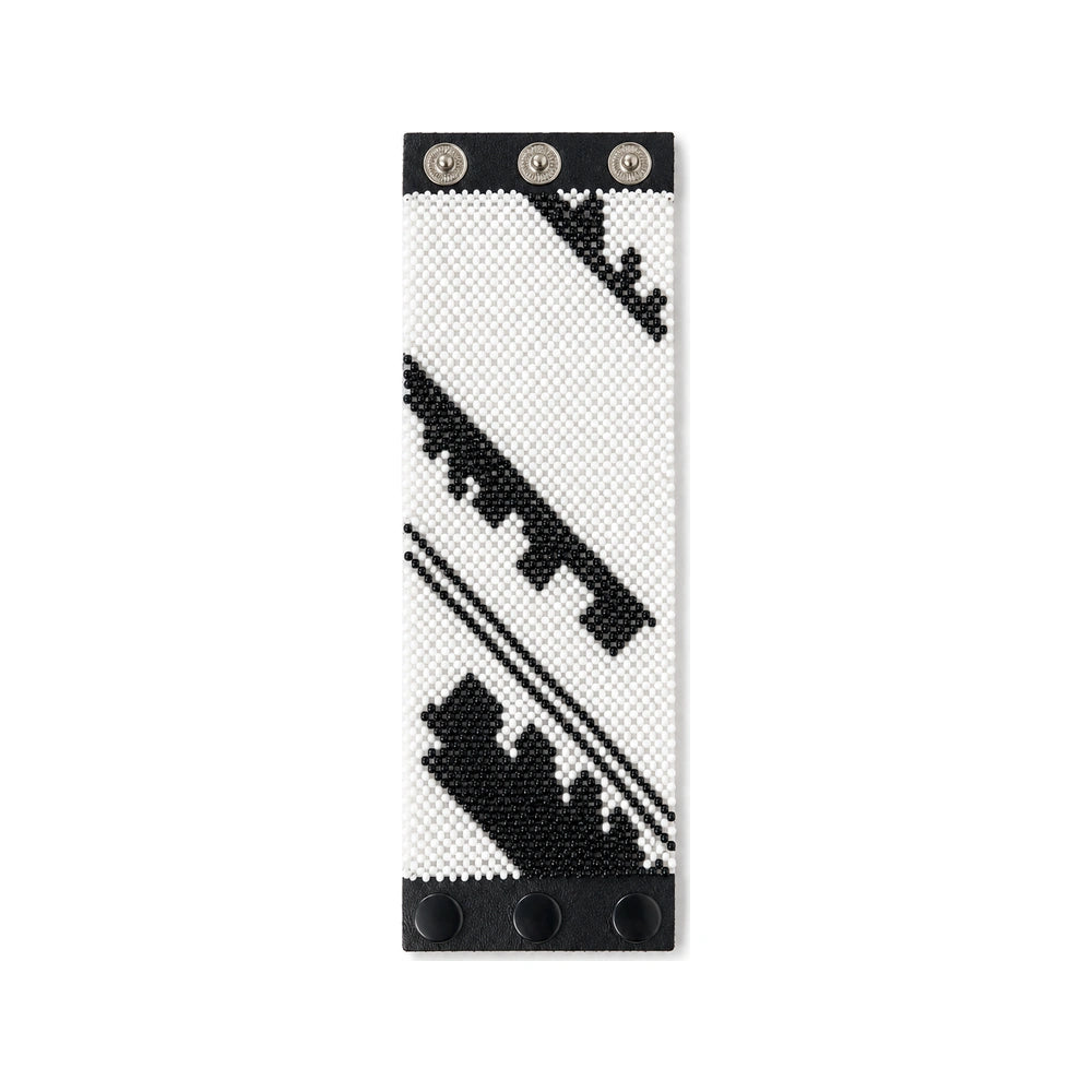 Monochrome Geometric Cuff Bracelet (Handcrafted)