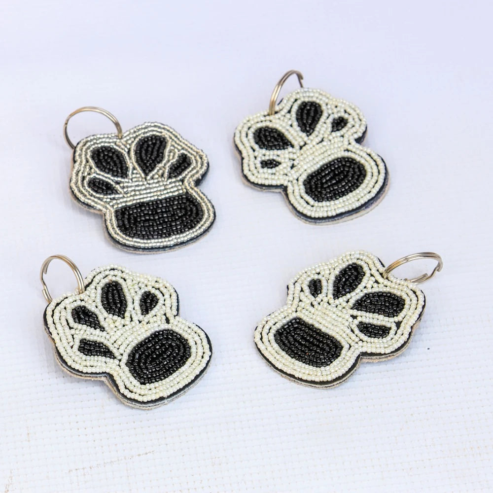 Paw Print Beaded Keychain (Handcrafted)