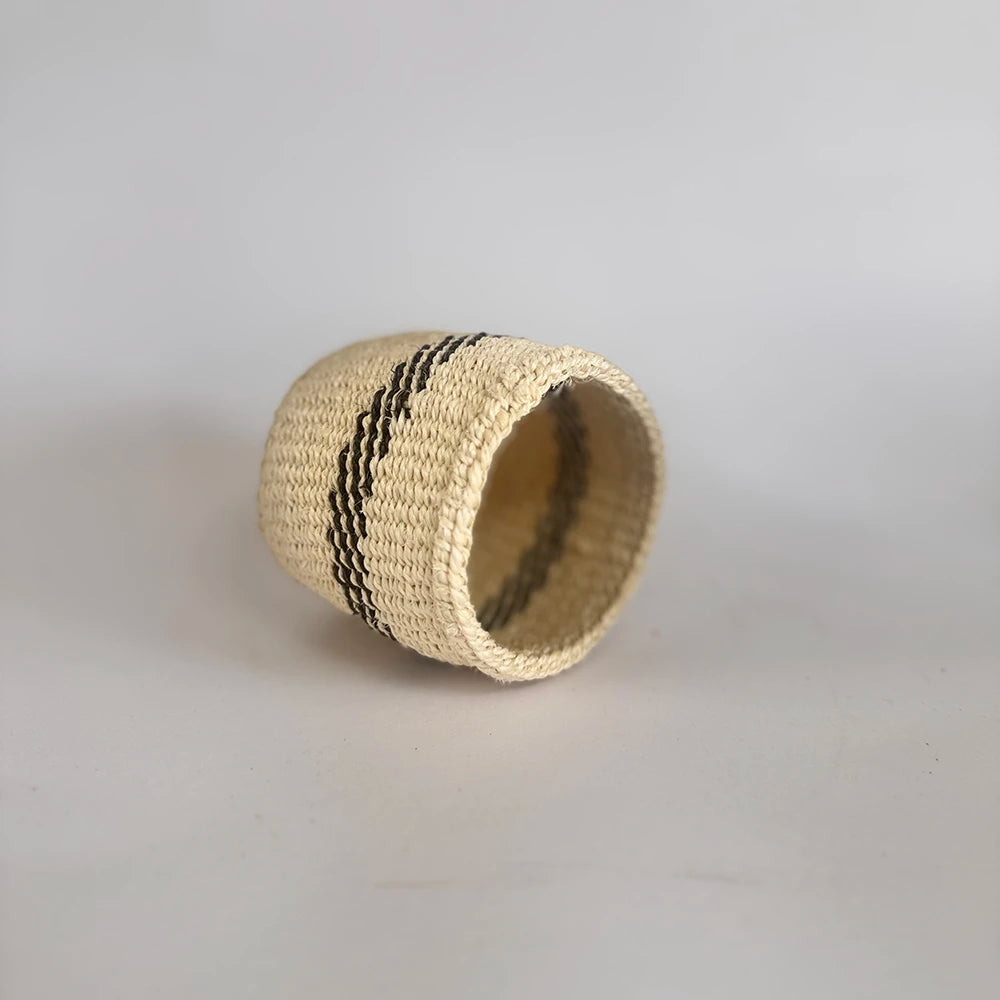 Sisal Pen Holder – Black Circular (Handwoven)