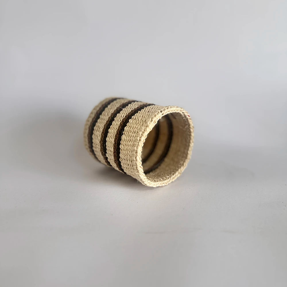 Sisal Pen Holder – Black & Brown Stripe (Handwoven)