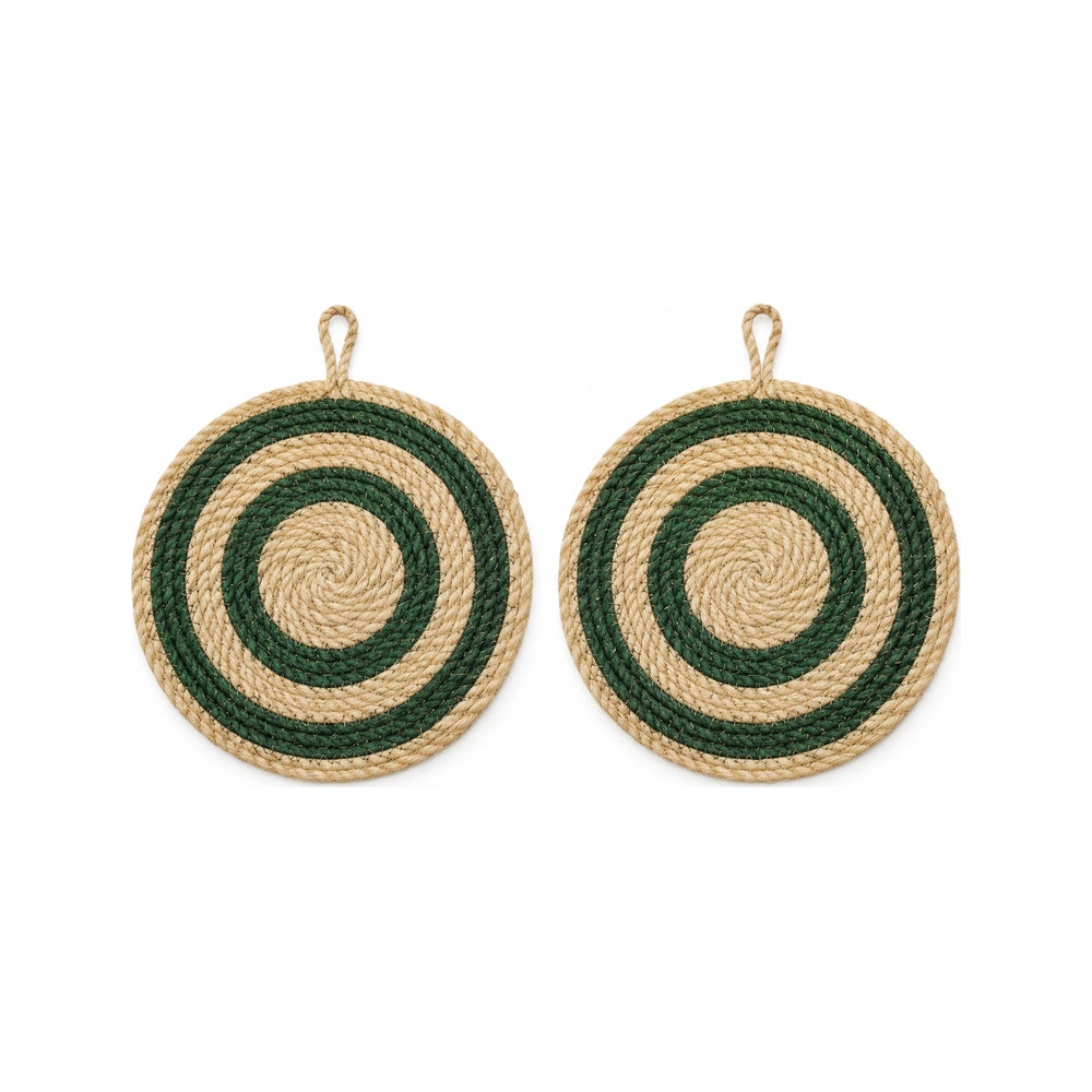 Wall Decor Hanging – Green Circular (Handwoven)